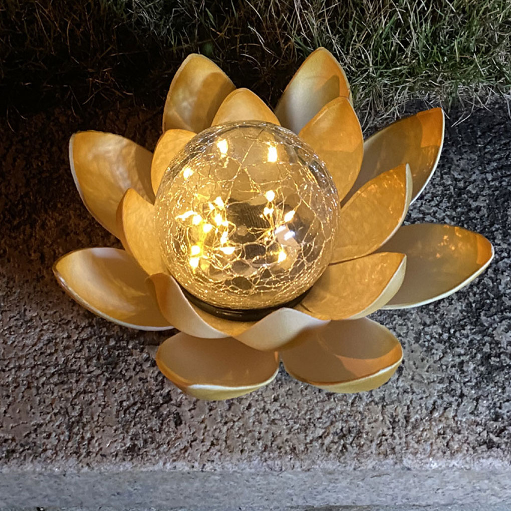 Christmas Lights Outdoor - Lotus Shaped Garden Solar Lights Cracked