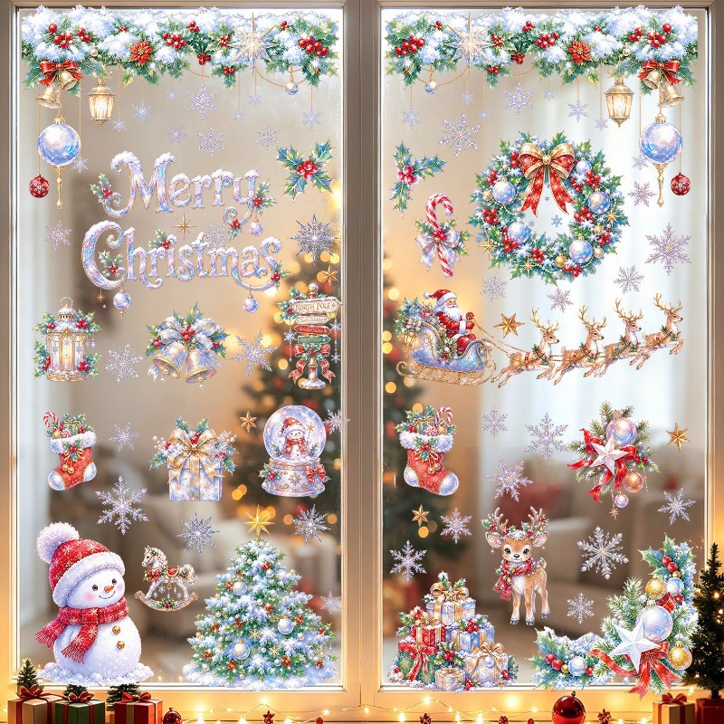 9 Sheets Christmas Static Wind - Snowflake Window Decal review and price
