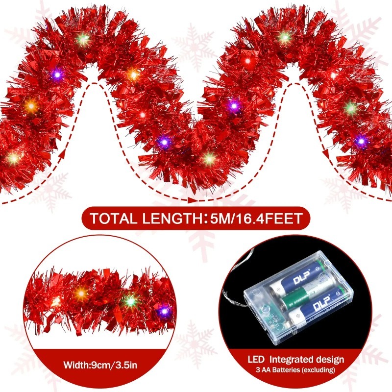 Battery Powered Christmas Tins - Tinsel Garland Decoration review and price