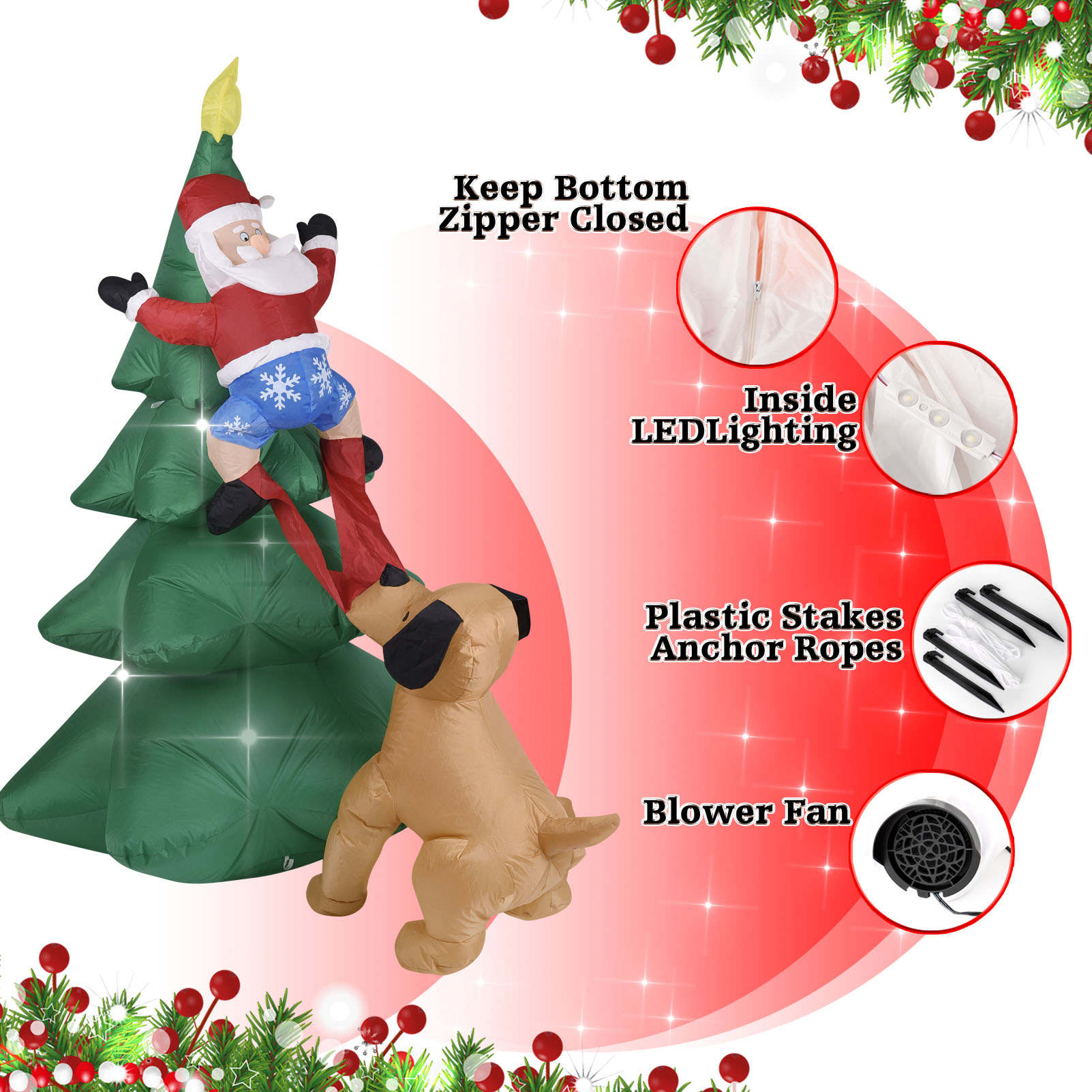 Christmas Inflatable Dog  w/Sa - Christmas Lights Outdoor review and price