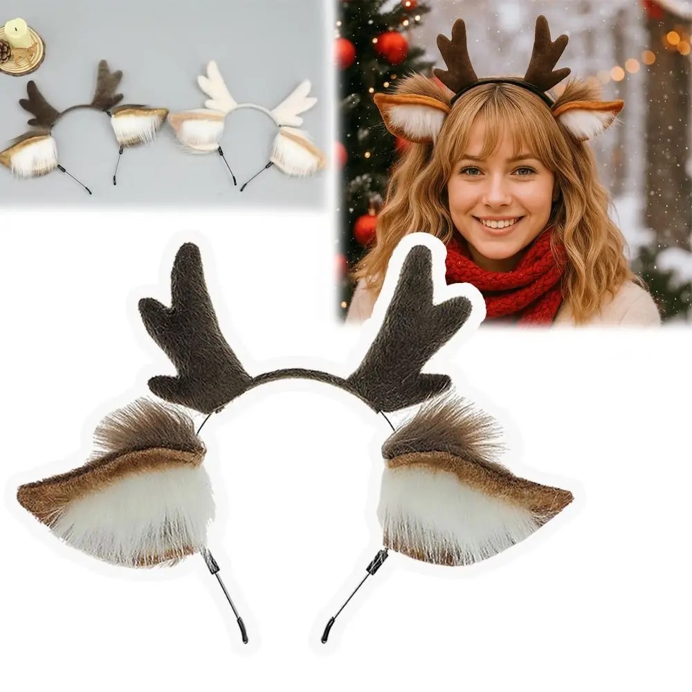 Fluffy Deer Ears Reindeer Antl - Reindeer Antlers Headband review and price