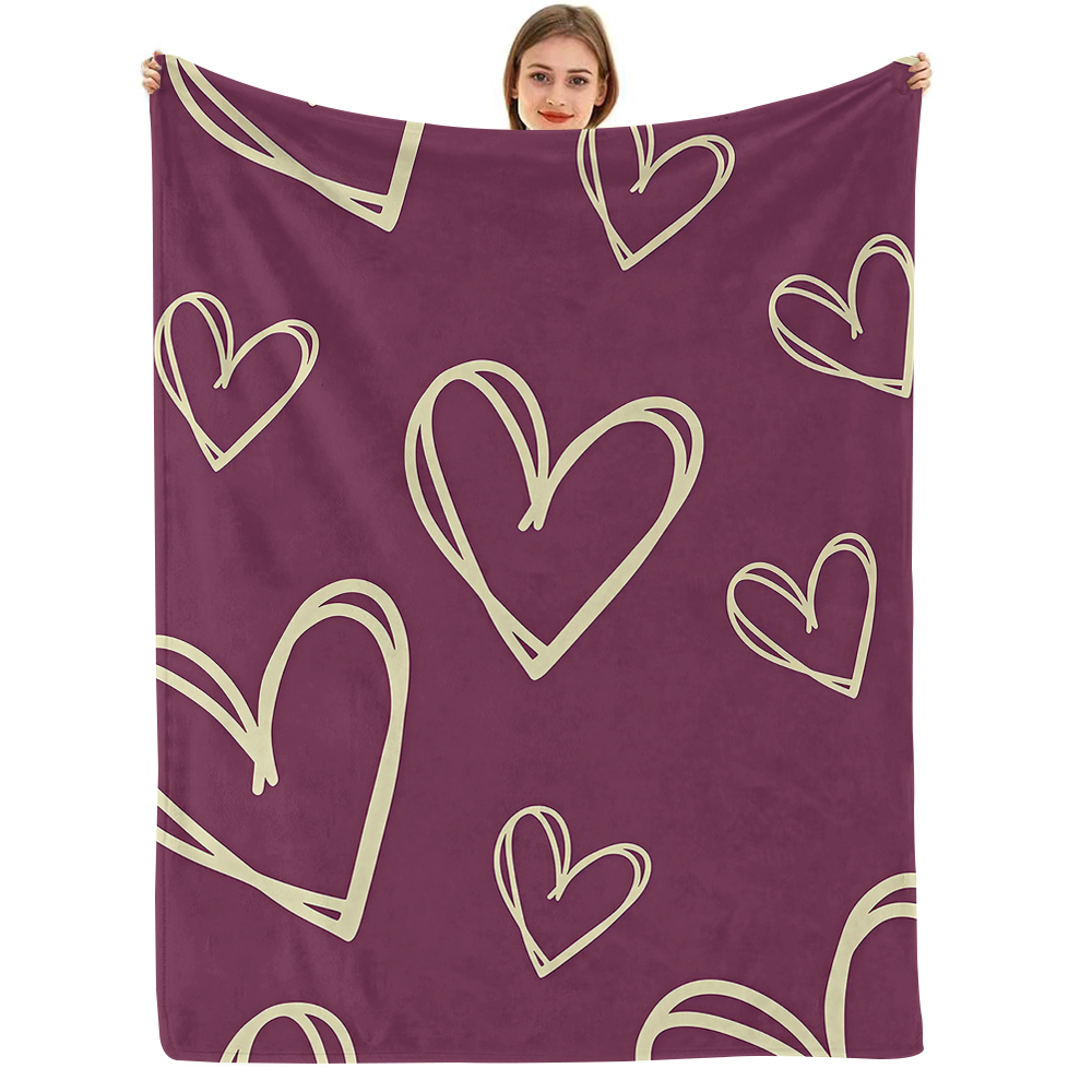 Burgundy Sketch Hearts Lightwe - Christmas Throw Blanket review and price