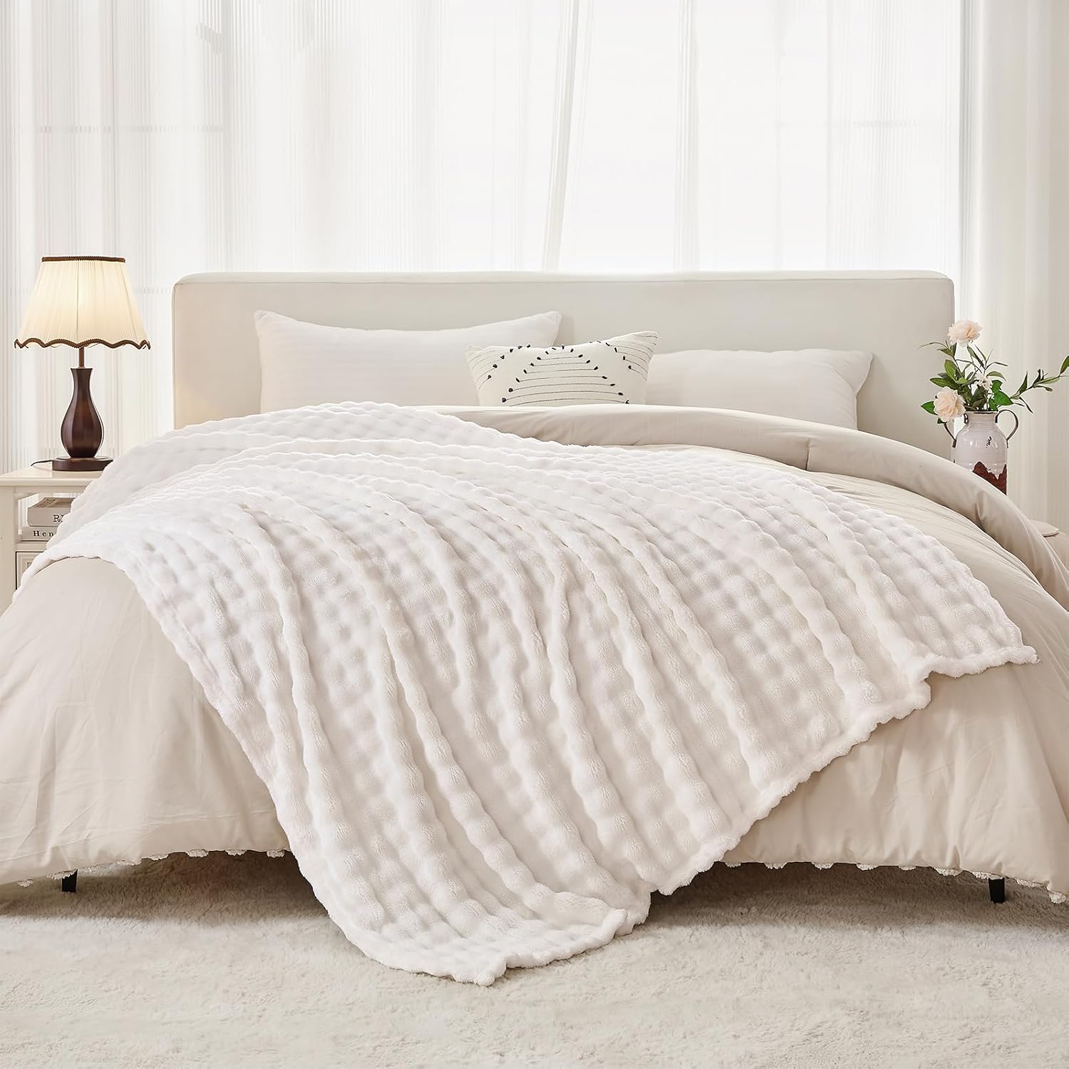 3D Bubble White Plush Blankets - Christmas Throw Blanket review and price