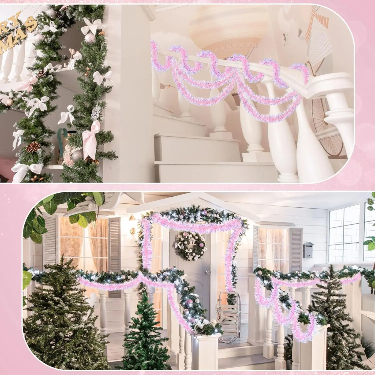 1-10PCS Pink Tinsel Garland Sh - Tinsel Garland Decoration review and price