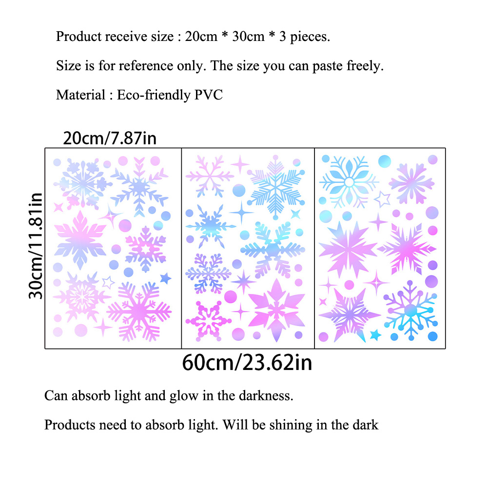 Colorful Luminous Snowflakes W - Snowflake Window Decal review and price