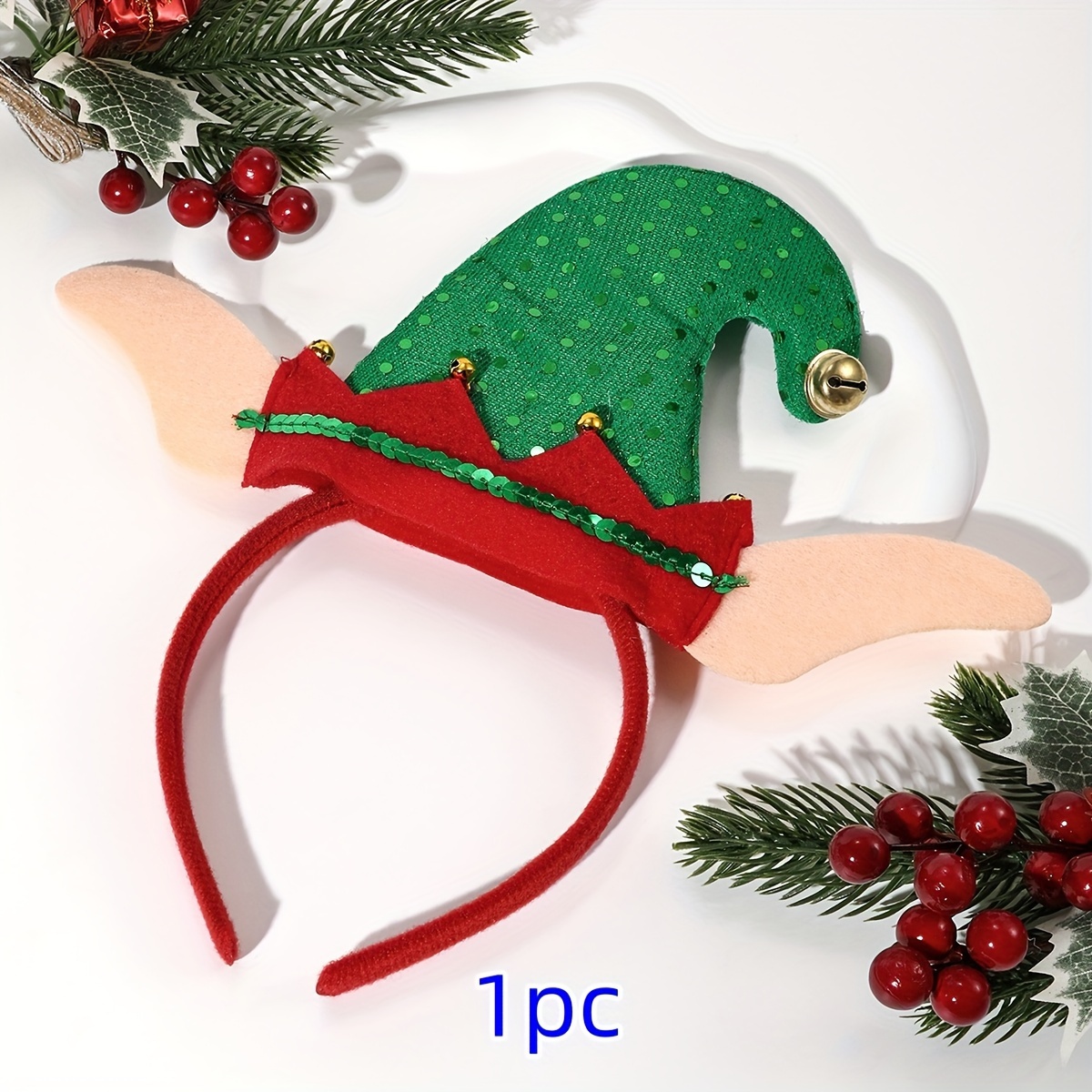 1 Christmas hat headband, desi - Elf Costume Christmas review and price