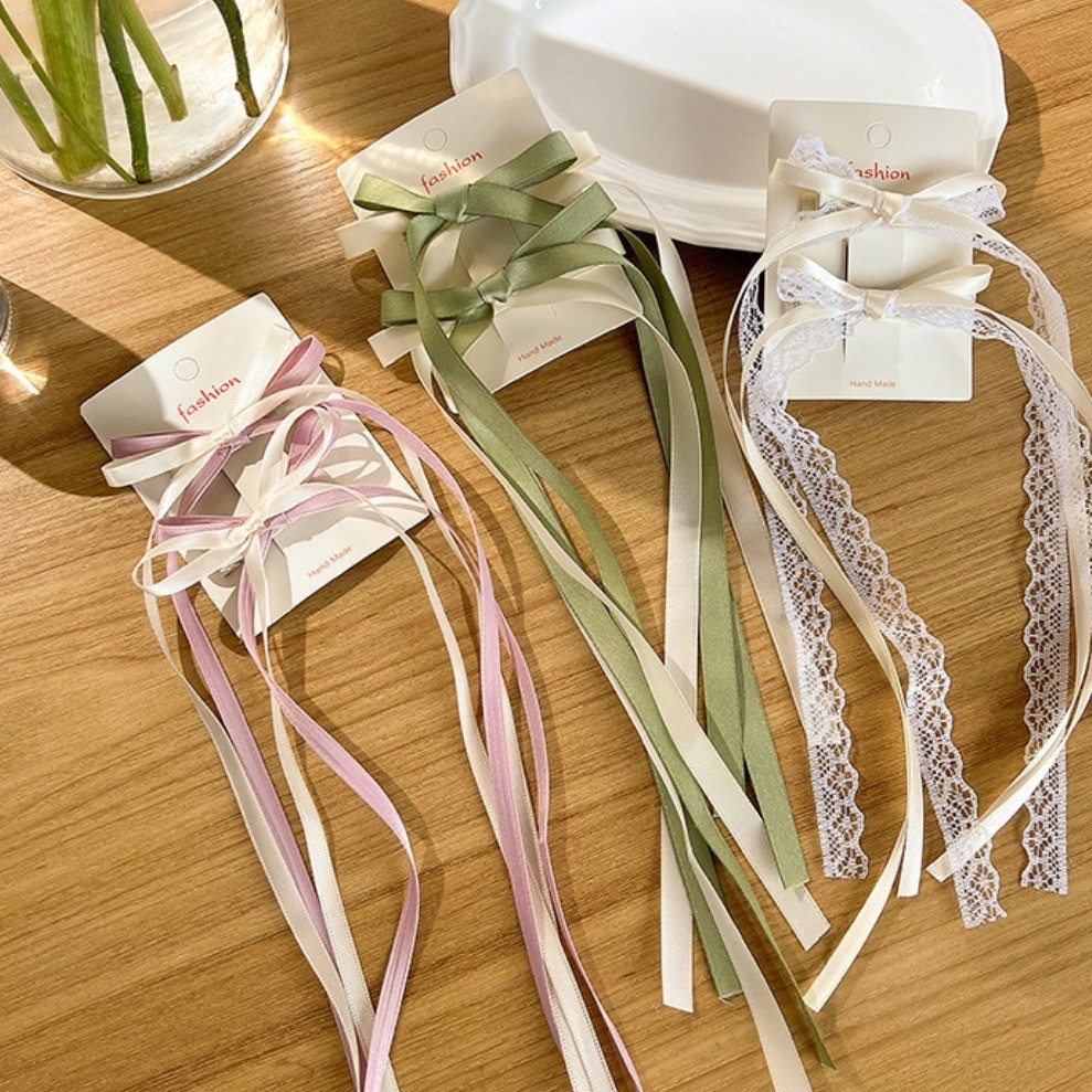 2Pcs Korean Lace White Bow Rib - Ribbon Bow Gift review and price