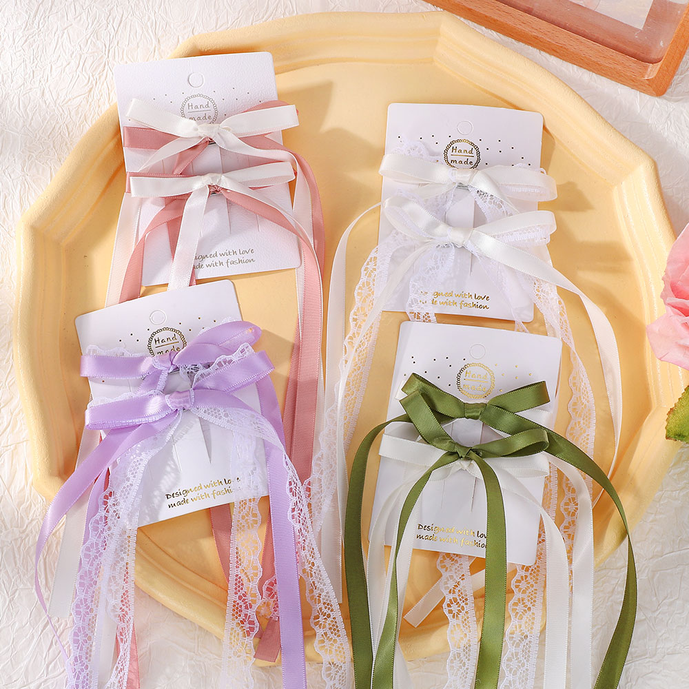 2Pcs Korean Lace White Bow Rib - Ribbon Bow Gift review and price